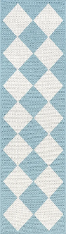 Adelaide Harlequin Indoor/Outdoor Rug | Baby Blue