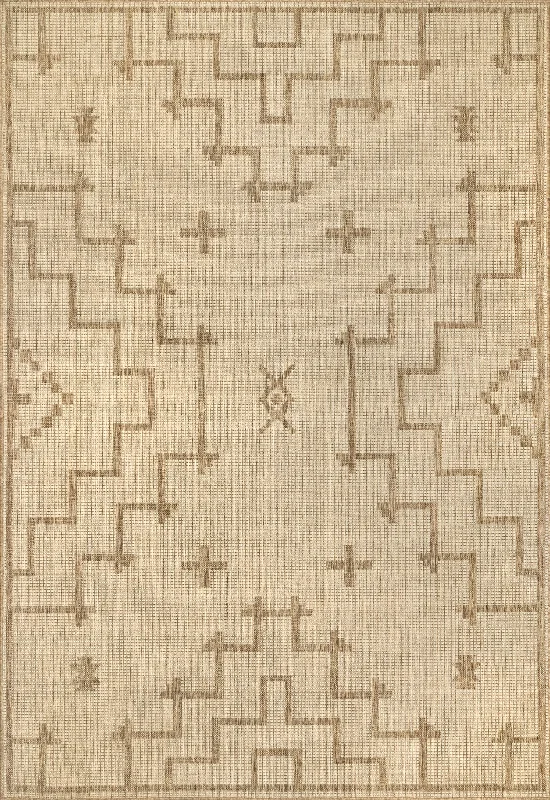 Adelyn Cross Indoor/Outdoor Rug | Beige