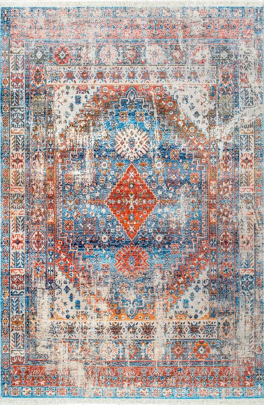 Archer Distressed Medallion Rug | Blue