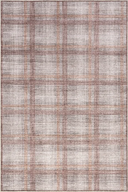 Arietty Plaid Spill Proof Washable Rug | Grey