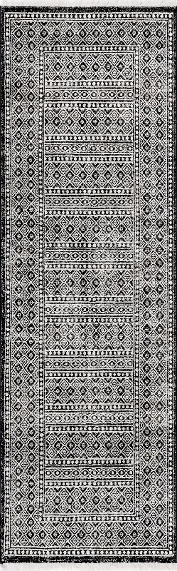 Aurora Grecian Panel Fringed Rug | Grey