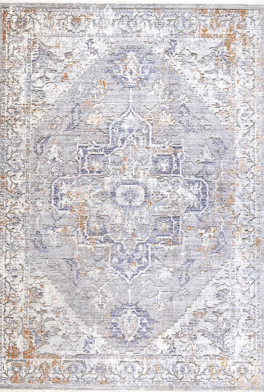 Cardinal Medallion Fringe Rug | Grey