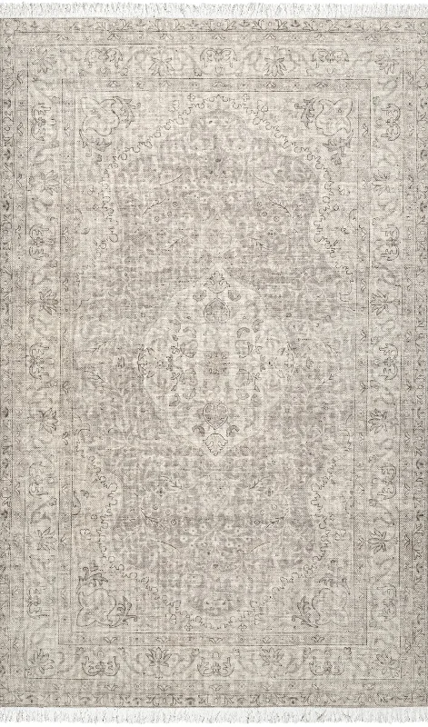 Cataleya Plated Medallion Rug | Light Grey