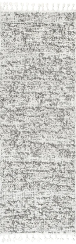 Cloudy Abstract Tasseled Rug | Grey