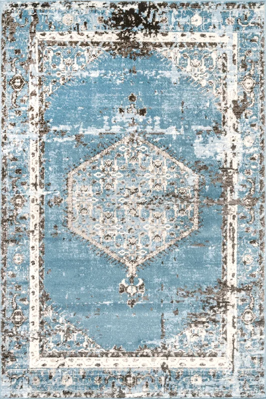 Dawson Distressed Medallion Rug | Blue