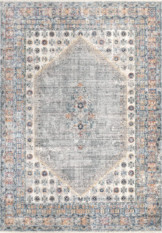 Fade Bouquet Medallion Rug | Grey