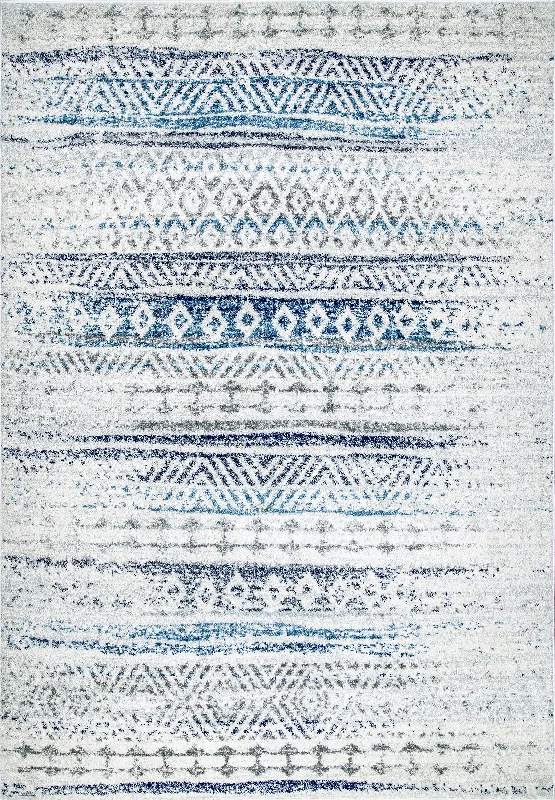 Fading Striped Tribal Rug | Blue