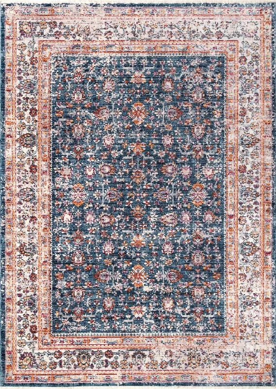 Faint Garden Fringe Rug | Blue