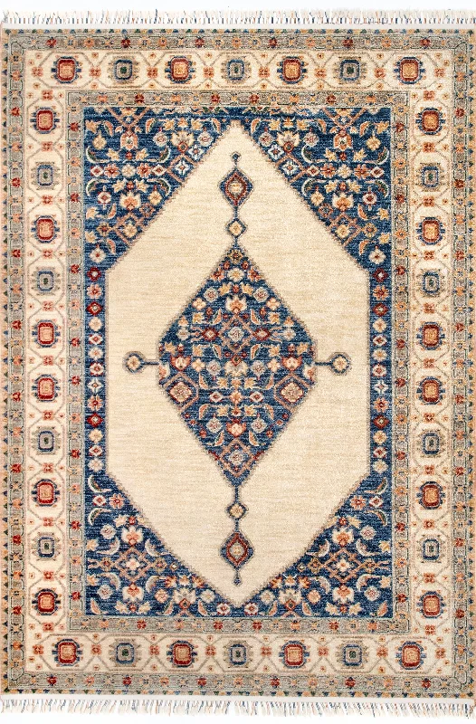 Floral Cardinal Medallion Rug | Ivory