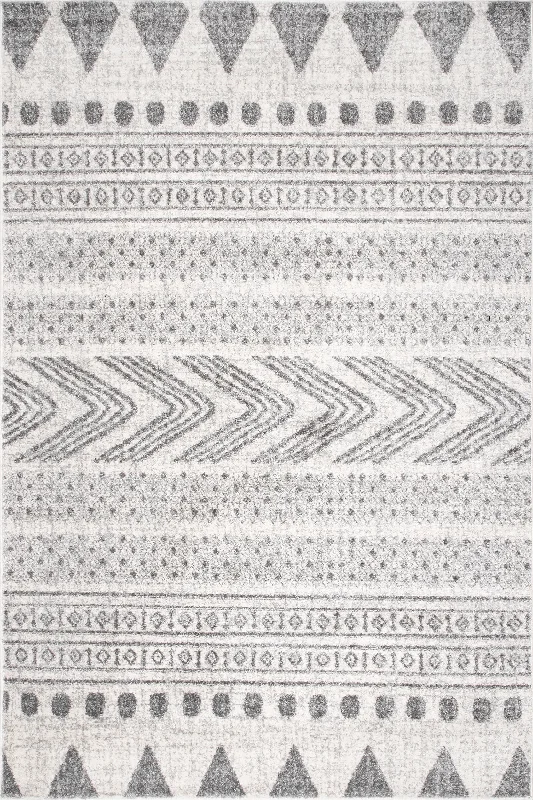 Geometric Banded Rug | Grey