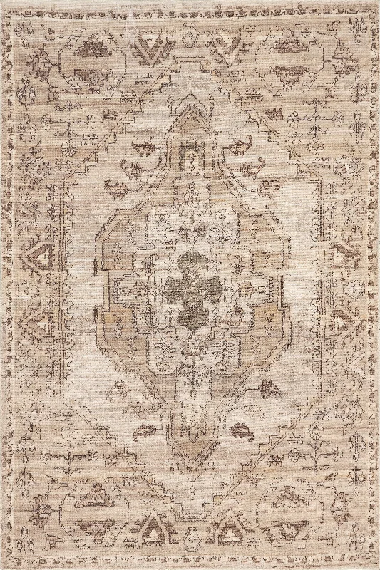 Hattie Medallion Washable Rug | Beige