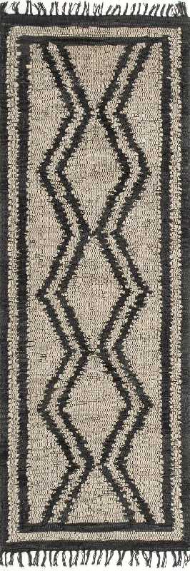 Helix Leather Flatweave Tassels Rug | Natural