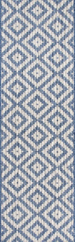 Indoor/Outdoor Diamond Trellis Rug | Blue