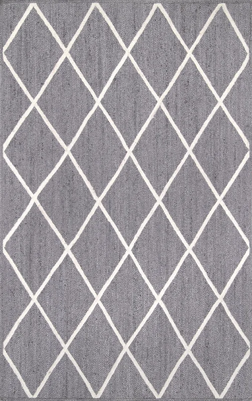 Jute Braided Trellis Rug | Grey