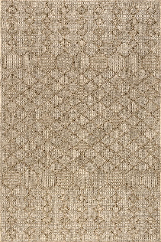 Logan High-Low Geometric Indoor/Outdoor Rug | Dark Beige