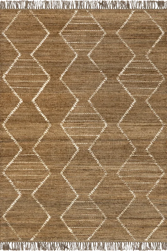 Marlow Handstitched Jute Tasseled Rug | Natural