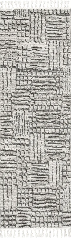 Monica Mosaic Tasseled Rug | Grey