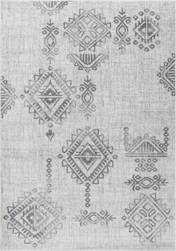 Native Symbolic Diamonds Rug | Grey