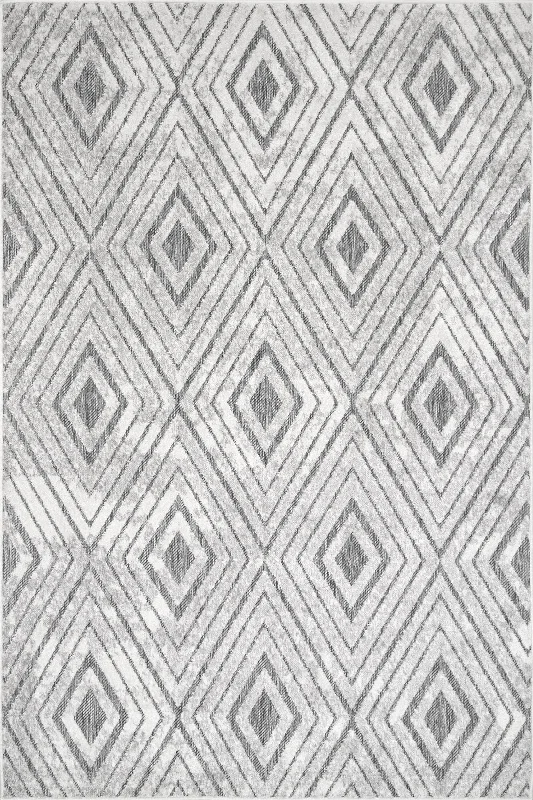 Raised Diamond Tiles Indoor/Outdoor Rug | Grey