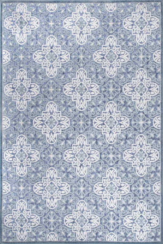 Raised Snowflake Tessellation Indoor/Outdoor Rug | Blue