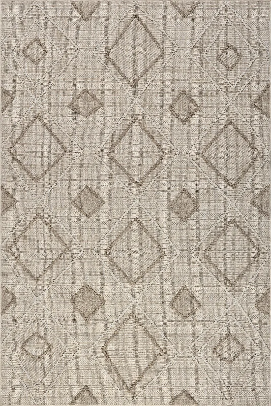 Saige High-Low Diamond Indoor/Outdoor Rug | Beige