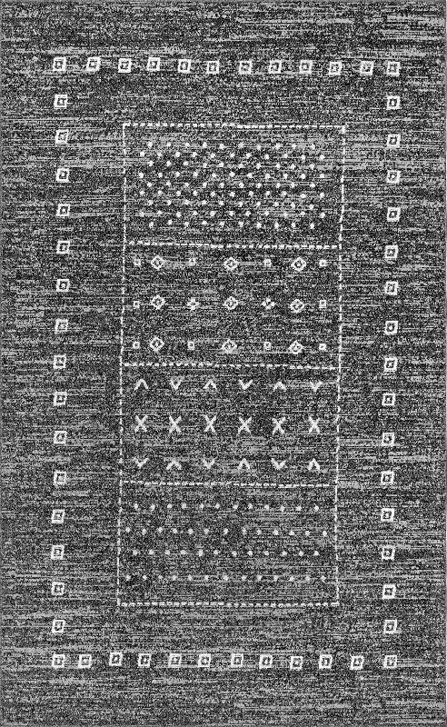 Soft Tribal Panel Rug | Dark Grey