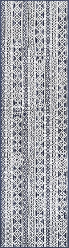 Tribal Striped Indoor/Outdoor Rug | Navy