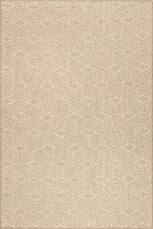 Verna Geometric Wool-Blend Rug | Natural