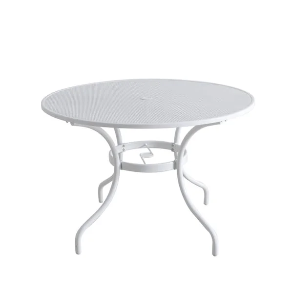 42 IN. MIX AND MATCH LATTICE WHITE MESH METAL ROUND OUTDOOR PATIO DINING TABLE - $60