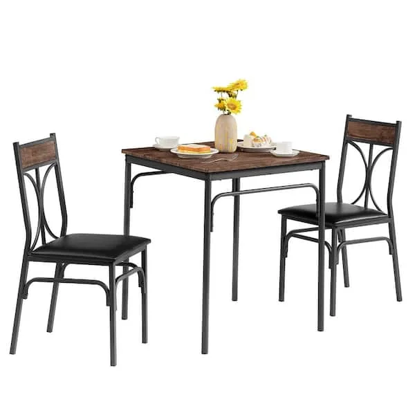 VECELO 27.6 in. L 3-Piece Dining Table 1-Kitchen Table and 2-Chairs (Set of 3) - $95