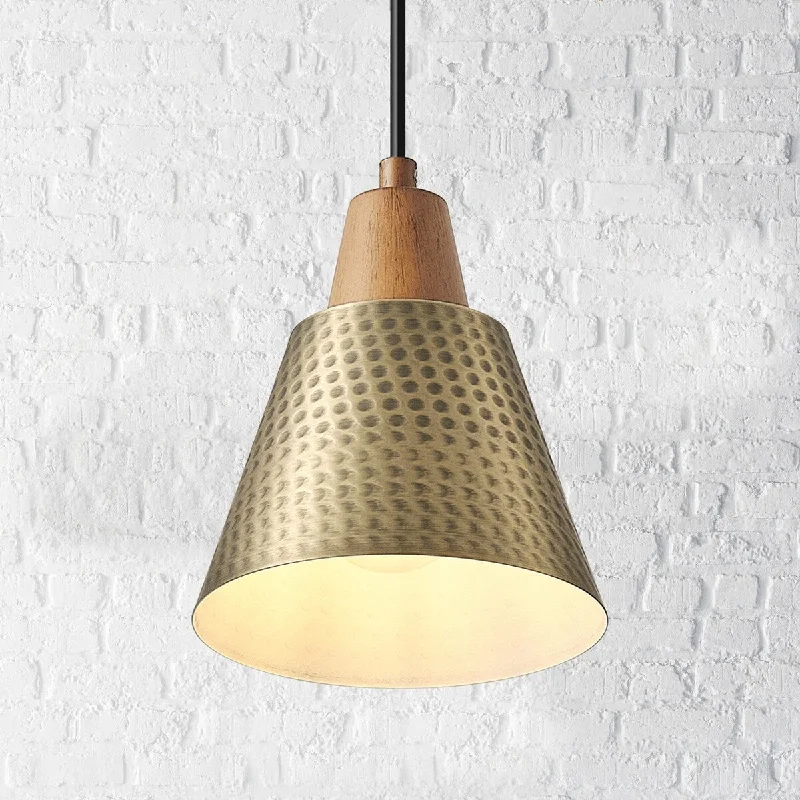 1-Light Gold Conical Polka Dot Shade Pendant Lighting - 5.9"D×4.7"W×75.2"H(Adjustable)