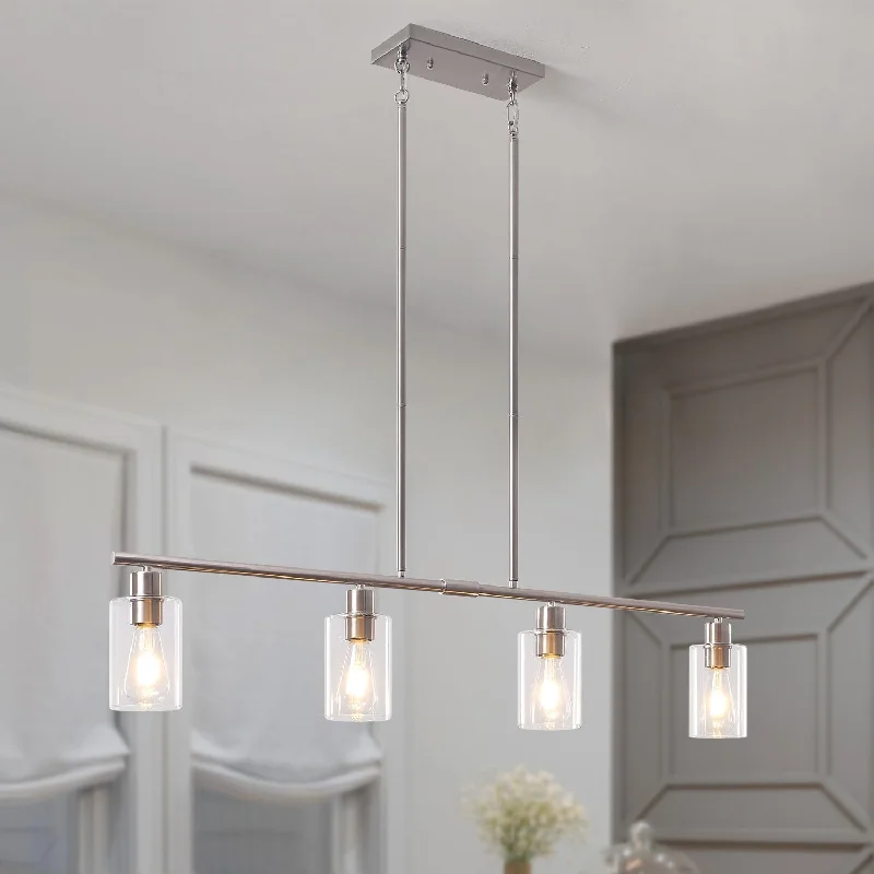 4-Light 43.7"W Kitchen Pendant Lighting witn Clear Glass Shades