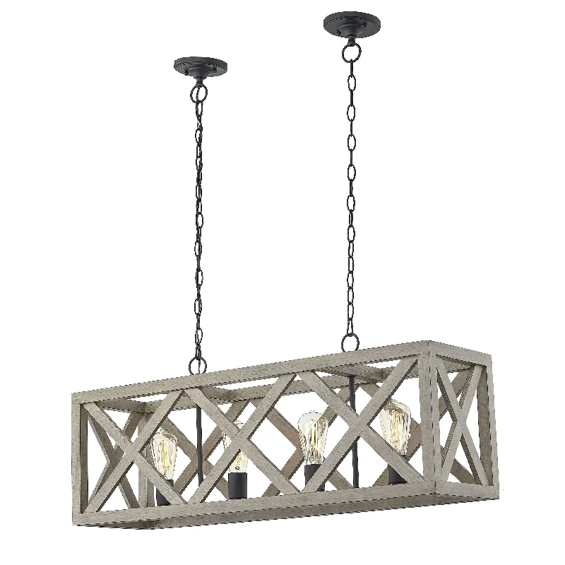 4-Light Kitchen Rectangle Chandelier Pendant Lighting