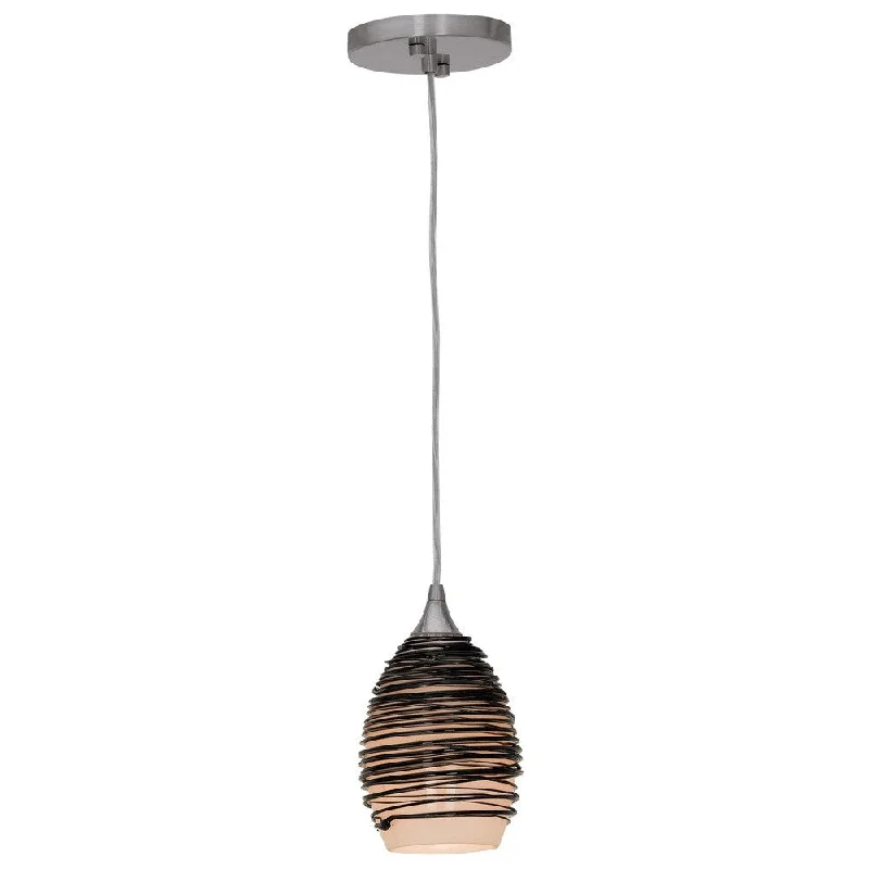 Access Lighting Adele 1-light Brushed Steel Pendant, Black Shade