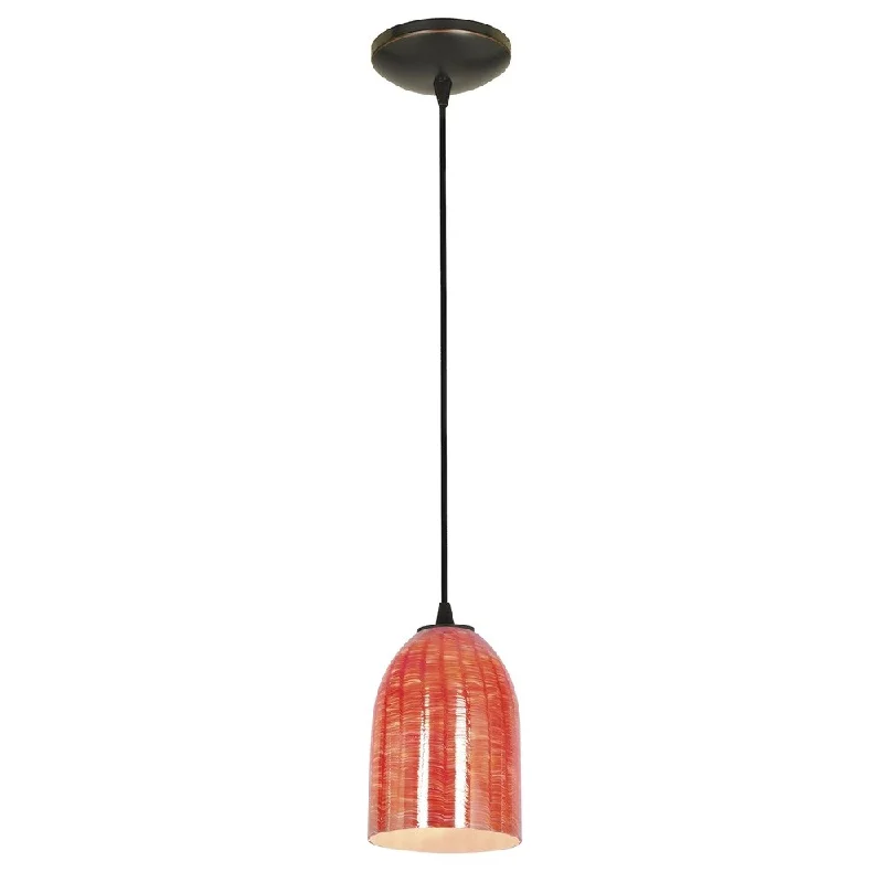 Access Lighting Bordeaux Bronze Integrated LED Cord Pendant, Wicker Red Shade