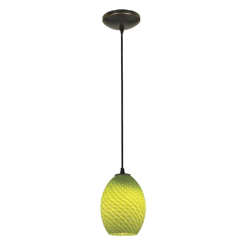 Access Lighting Brandy FireBird Bronze Integrated LED Cord Pendant, Light Green Firebird Shade