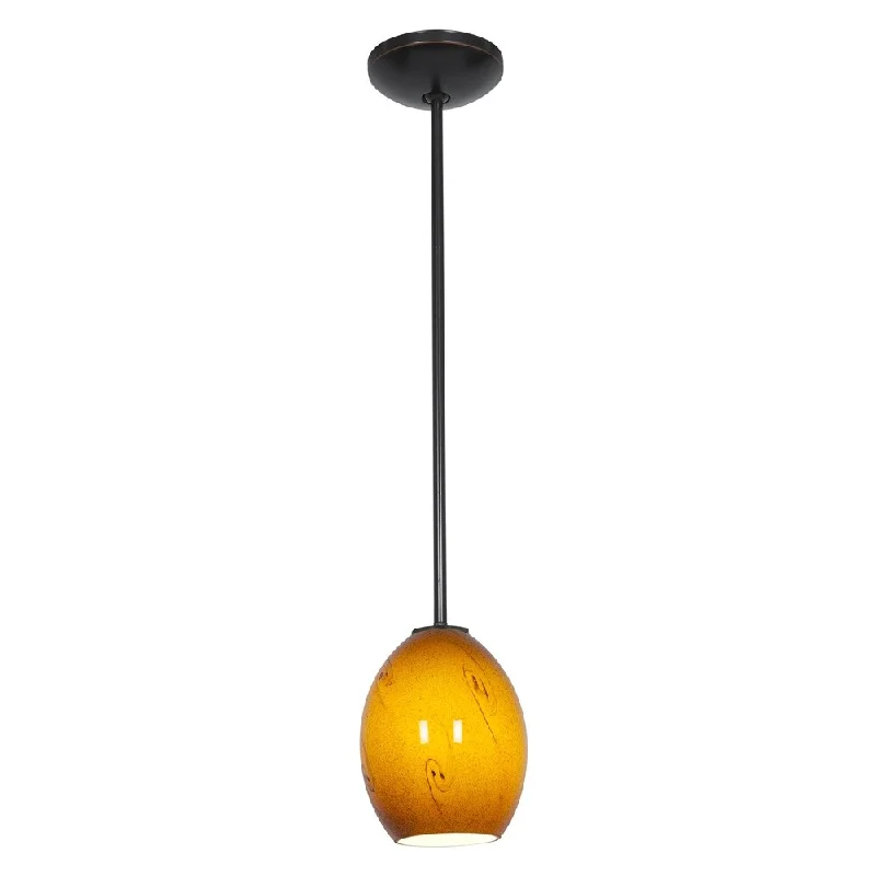 Access Lighting Brandy FireBird Bronze Integrated LED Rod Pendant, Amber Sky Shade