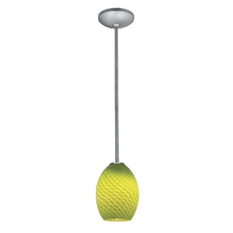 Access Lighting Brandy FireBird Steel LED Rod Pendant, Light Green Firebird Shade