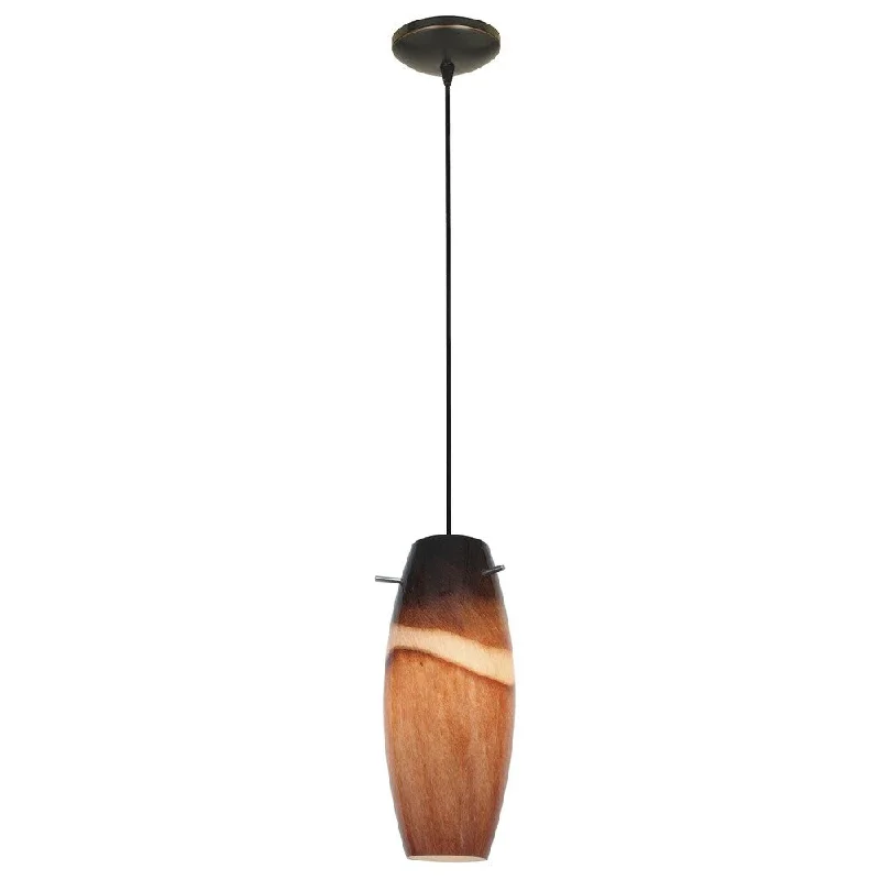 Access Lighting Cabernet Bronze Integrated LED Cord Pendant, Amber Slate Shade