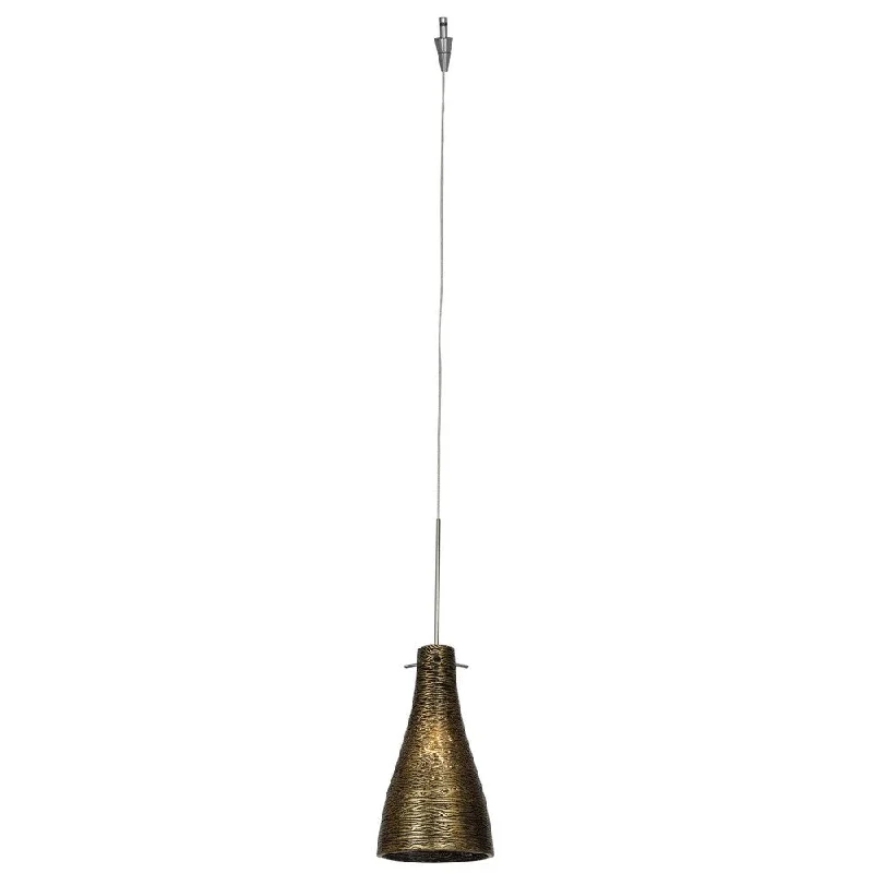 Access Lighting Cavo 1-light Brushed Steel Italian Wire Glass Pendant with Uni-Jack Plug, Gold Shade - Silver