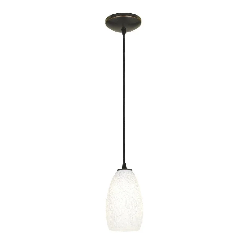 Access Lighting Champagne Bronze Cord Pendant with White Stone Shade