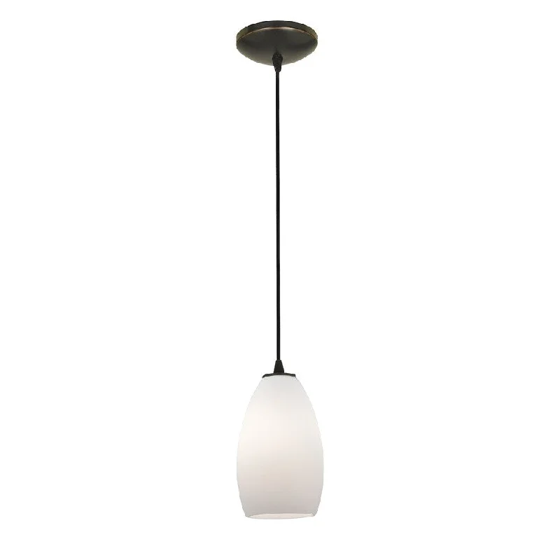 Access Lighting Champagne Bronze Fluorescent Cord Pendant with Opal Shade