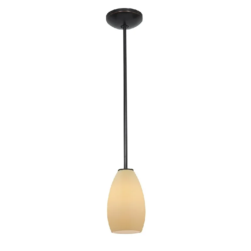 Access Lighting Champagne Bronze Integrated LED Rod Pendant, Cream Shade