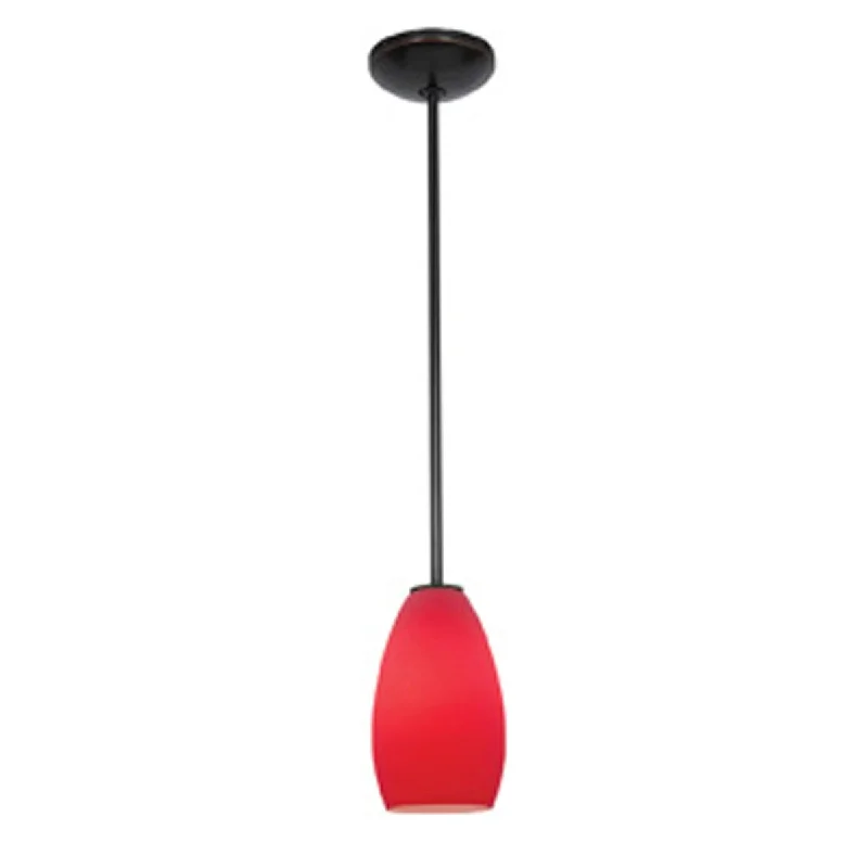 Access Lighting Champagne Bronze Integrated LED Rod Pendant, Red Shade