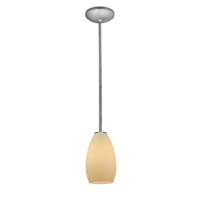 Access Lighting Champagne Steel LED Rod Pendant, Cream Shade