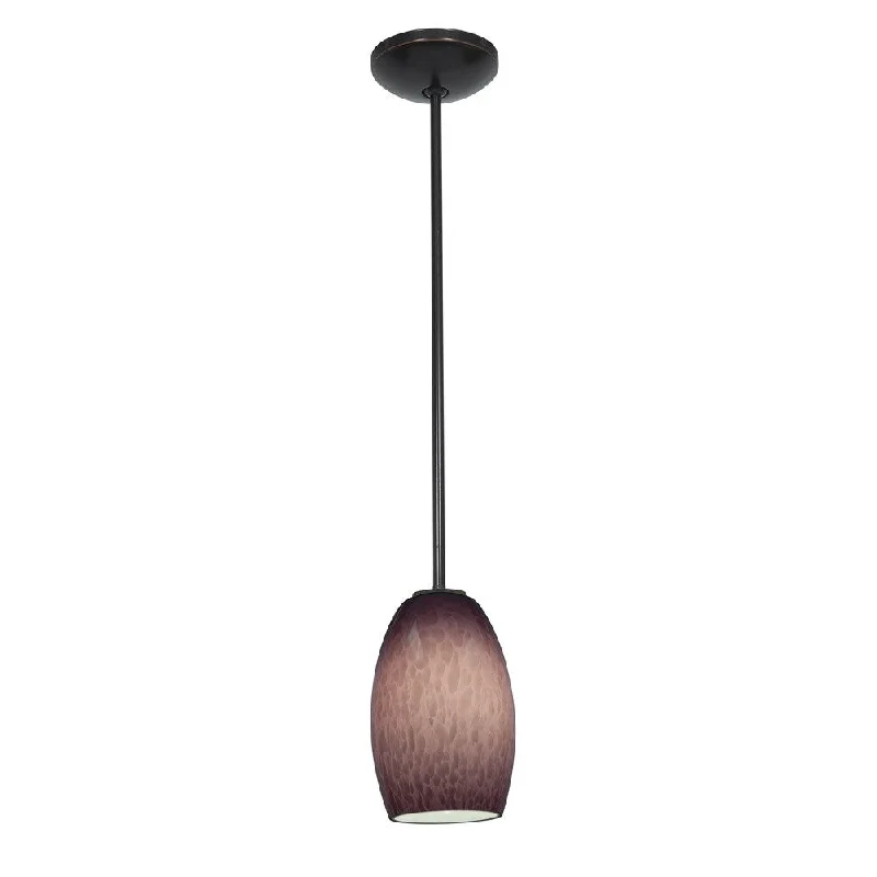 Access Lighting Chianti Bronze Fluorescent Rod Pendant with Purple Swirl Shade