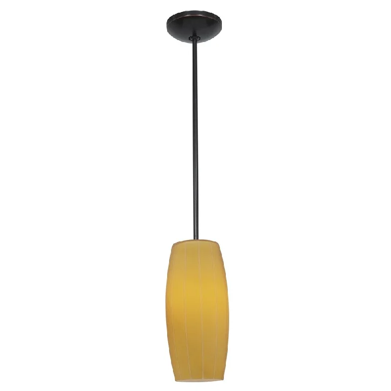 Access Lighting Cognac Bronze Fluorescent Rod Pendant with Amber Shade