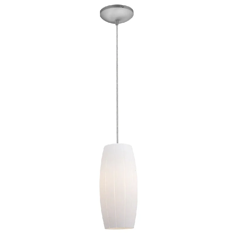 Access Lighting Cognac Steel Integrated LED Cord Pendant, White Shade