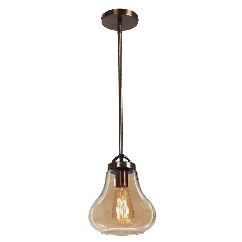 Access Lighting Flux 1-light Distressed Bronze Pendant with Amber Shade