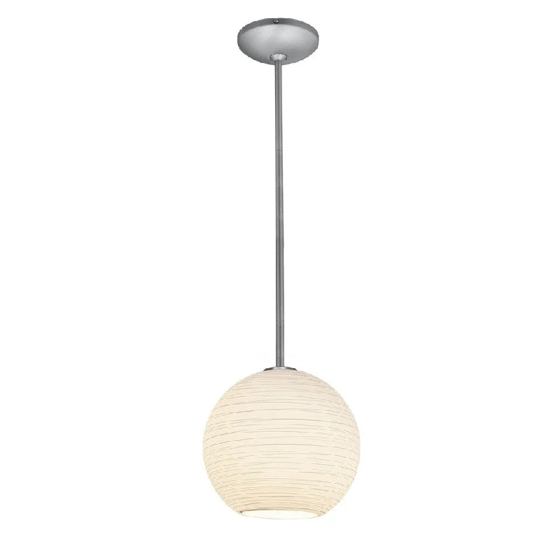 Access Lighting Japanese Lantern 12 inch Steel Fluorescent Rod Pendant with White Lined Shade